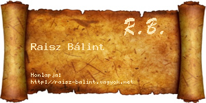 Raisz Bálint névjegykártya